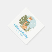 水彩の赤ちゃんキリン サファリ動物の誕生日 スタンダードカクテルナプキン (角)