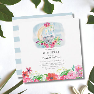 水彩の赤ちゃんコアラと月の招待状 招待状