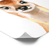 水彩の赤ちゃん鹿の愛らしいベビー ルーム 子供の装飾 ポスター (角)