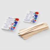 水彩の赤と青の夏の花のウェディング ハンドファン (組立なし)