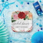 水彩の赤と黄色のバラのブライダルシャワー ペーパープレート (パーティー)