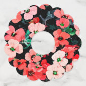 水彩の赤花 ワイングラスタグ (裏面)