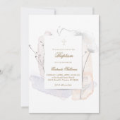 水彩の跳ね花 | バプテスマ 招待状 (正面)