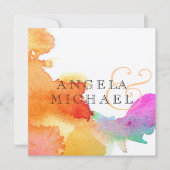 水彩の跳ね返り 招待状 (正面)