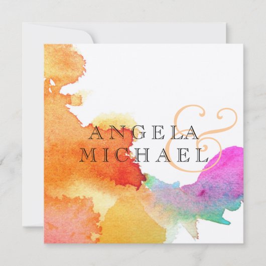 水彩の跳ね返り 招待状 (正面)