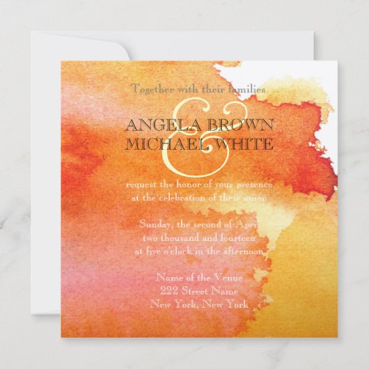 水彩の跳ね返り 招待状 (裏面)