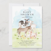 水彩の農場動物ベイビーシャワー招待状 招待状 (正面)