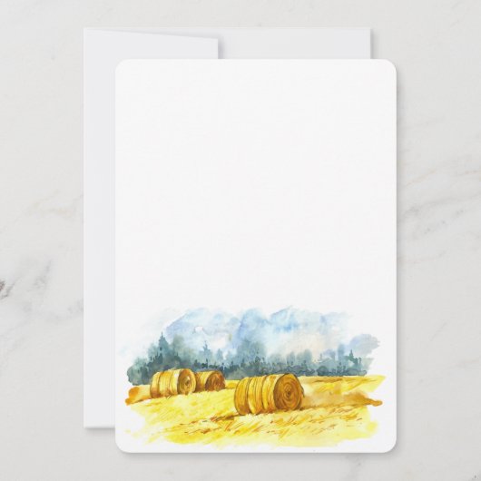 水彩の農業用トラクターと干草のベイビーシャワー 招待状 (裏面)