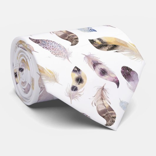 水彩の部族の羽の継ぎ目のないパターン ネクタイ (ロール)