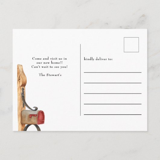 水彩の郵便箱 お引越しのお知らせ 案内ポストカード (裏面)