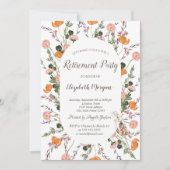 水彩の野原 シックなシャンパングラス 引退祝い 招待状 (正面)