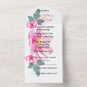 水彩の野生のピンクのバラ オールインワン招待状 (内側)