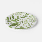 水彩の野生の緑の葉の離れクラスター ペーパープレート (アングル)