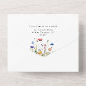 水彩の野生の花が咲き誇る春のウェディング オールインワン招待状 (裏面)