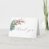 水彩の野生の花とブルーベリーの素朴なデザイン サンキューカード (正面)