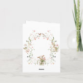 水彩の野生の花と森林の動物のベビーシャワー サンキューカード (裏面)