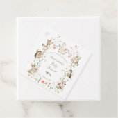 水彩の野生の花と森林の動物のベビーシャワー フェイバータグ (インサイチュ)