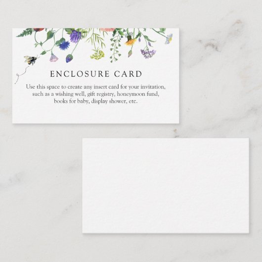 水彩の野生の花と蜂のシャワールームカード エンクロージャーカード (正面/裏面)