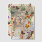 水彩の野生の花と蝶のウェディングシャワー ベラム紙招待状 (オフセット (カップル))