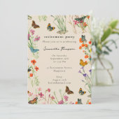水彩の野生の花と蝶のリタイアメントパーティー 招待状 (スタンド正面)