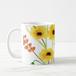 水彩の野生の花と蝶の庭 コーヒーマグカップ
