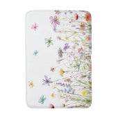 水彩の野生の花と蝶の草原 デリケート バスマット (正面縦)
