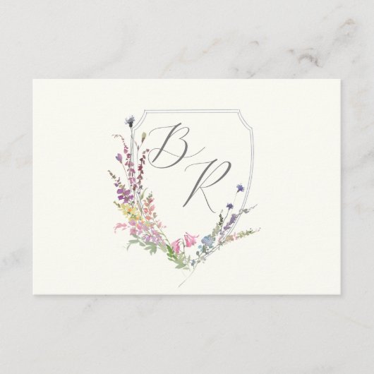 水彩の野生の花のクレストの受付 エンクロージャーカード (正面)