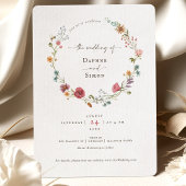 水彩の野生の花のスクリプト招待状 招待状