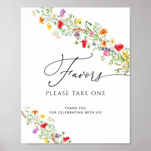 水彩の野生の花のブライダルシャワーのお favors ポスター (正面)