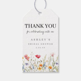 水彩の野生の花のブライダルシャワー ギフトタグ