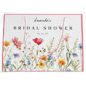 水彩の野生の花のブライダルシャワー ラージペーパーバッグ (正面)