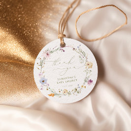 水彩の野生の花のベイビーシャワー　サンキュー フェイバータグ