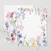 水彩の野生の花の便箋カード 招待状 (正面/裏面)