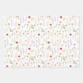水彩の野生の花の植物パターン ラッピングペーパーシート (正面3)