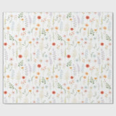 水彩の野生の花の植物パターン ラッピングペーパー (フラット)