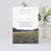 水彩の野生の花の花畑のウェディング 出欠カード (スタンド正面)