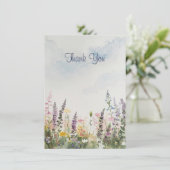 水彩の野生の花の草原 | ラスティックボーホー サンキューカード (スタンド正面)