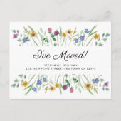 水彩の野生の花の転居のお知らせ 案内ポストカード (正面)
