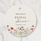 水彩の野生の花をイメージした ブライダルシャワーの装飾 フェイバータグ (正面)