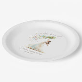 水彩の野生の花をフィーチャーしたシャビーなブライダルシャワープレート ペーパープレート (アングル)