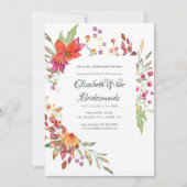 水彩の野生の花を添えたブライズメイドのランチ会 招待状 (正面)