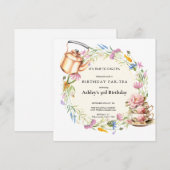 水彩の野生の花 |  ティーパーティー 招待状 (正面/裏面)