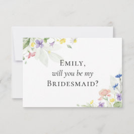 水彩の野生の花 ブライダルパーティーの提案カード 招待状