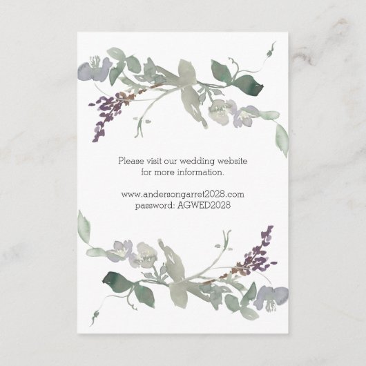 水彩の野生の花 ラベンダー 花 エンクロージャーカード (裏面)