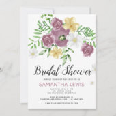 水彩の野生の花 春 夏 ウェディングシャワー 招待状 (正面)