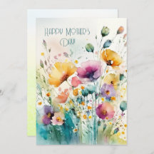 水彩の野生の花| 母の日おめでとう