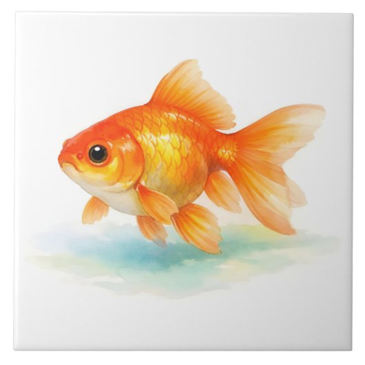 水彩の金魚  タイル (正面)