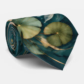 水彩の錦鯉と蓮のタイ ネクタイ (ロール)