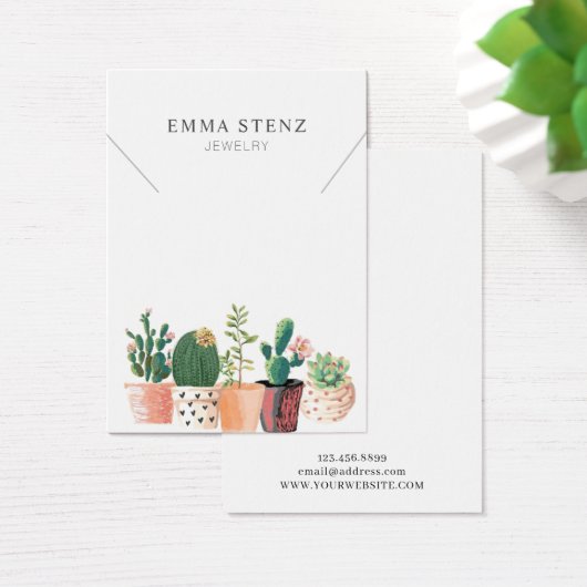 水彩の開花サボテン・ネックレスディスプレイ (デスク)