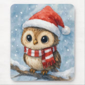 水彩の雪のオウムとクリスマスの飾り マウスパッド (正面)